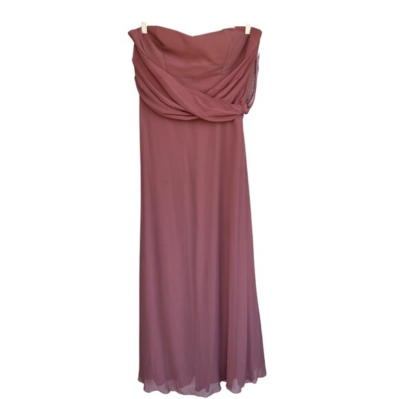 Birdy Grey Pink Bridesmaid Dress Matching Bow Tie Set Large Elegant Formal Wear - Picture 1 of 16